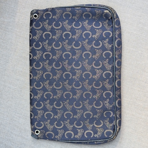 Vintage Celine Macadam Navy and Gold Canvas Foldover Clutch - Picture 4 of 11